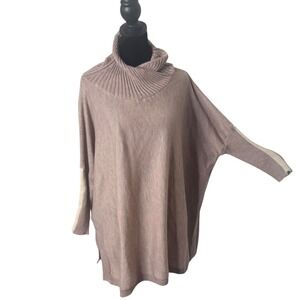 Mer Sea‎ Poncho Turtleneck Sweater Oversized One Size Taupe Minimalist Cozy